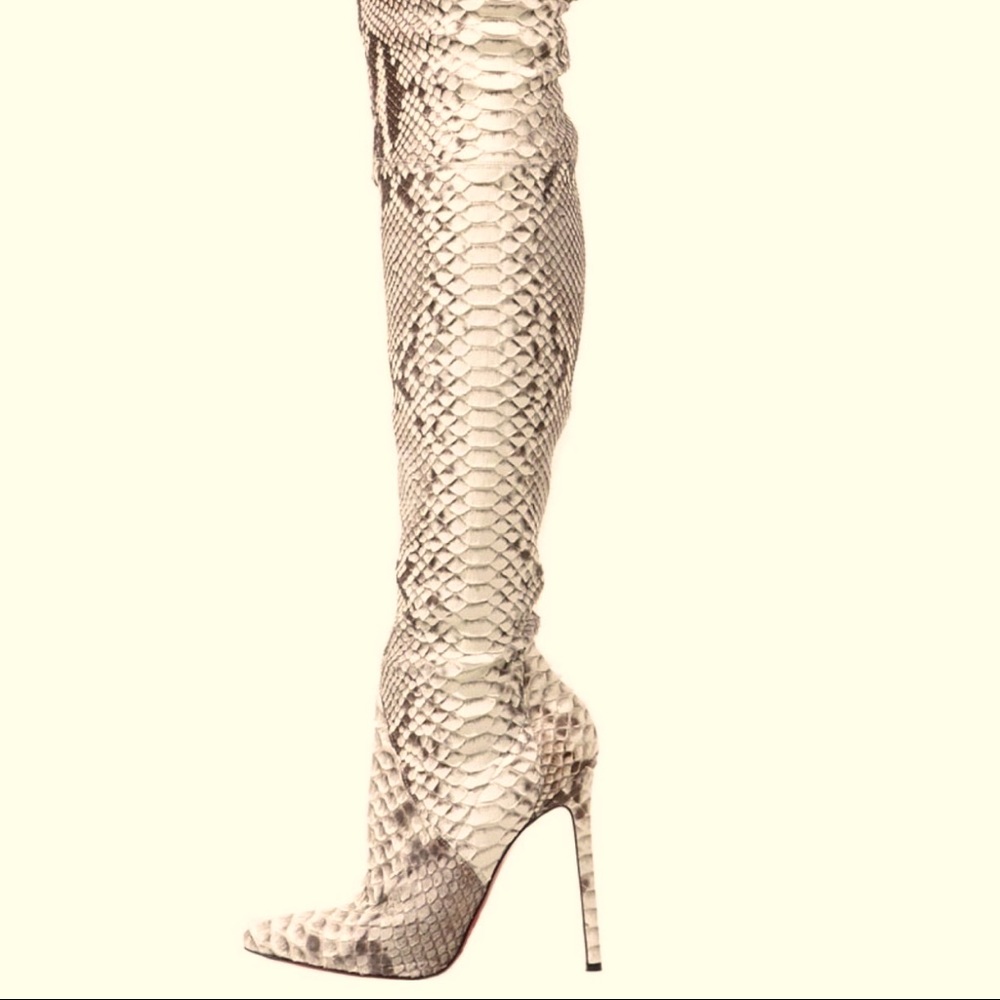 NEW Christian Louboutin 100% Real Python Snake skin tall boots - Picture 7 of 8